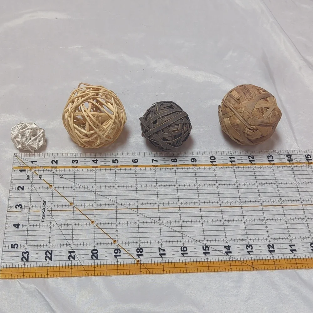 Set of 4 Decorative Beachy Boho Wicker Ball Decor 1